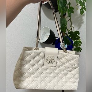 KATE SPADE White & Gold Chain Shoulder Bag